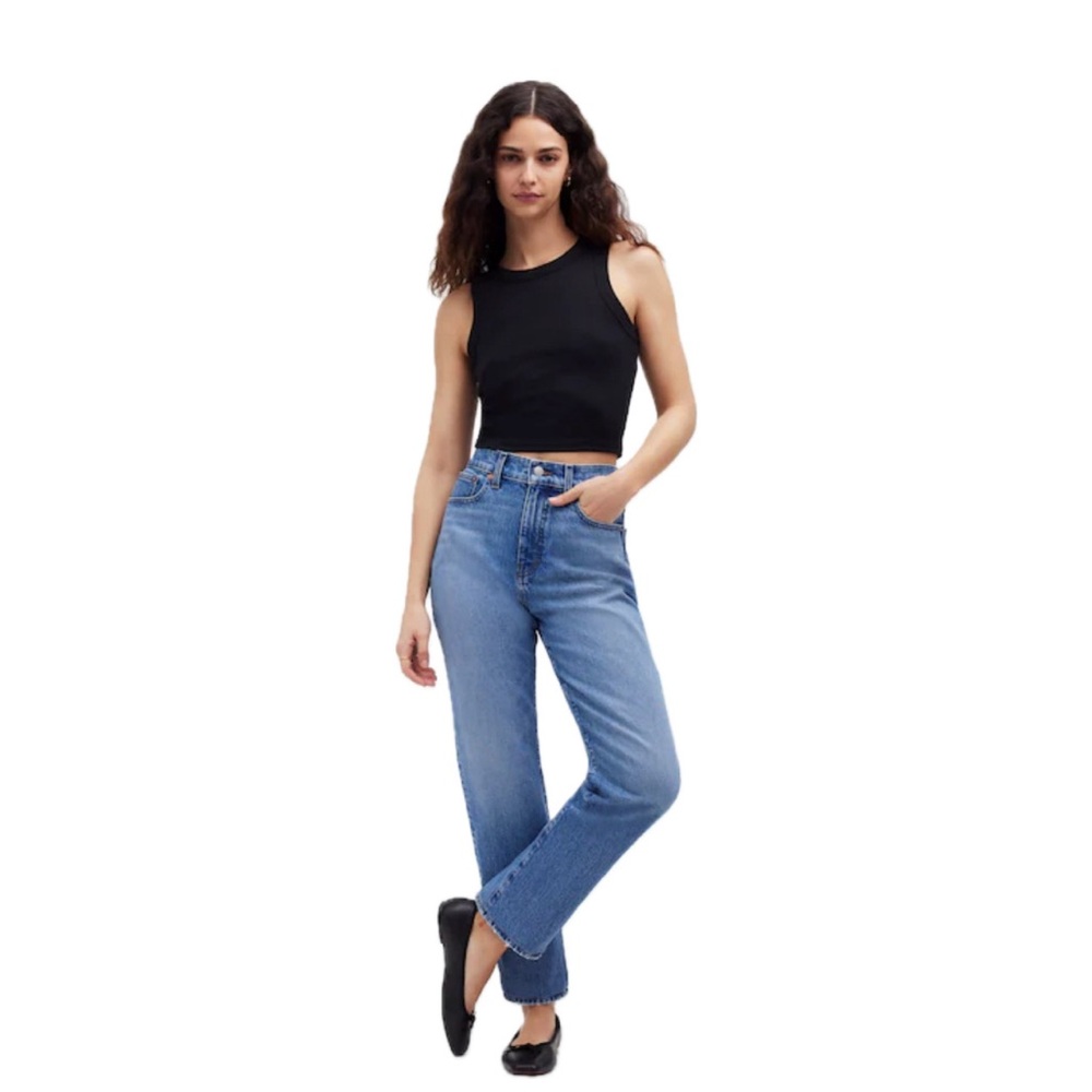 MADEWELL BLACK WOMEN M SUPIMA RIB CROP TANK